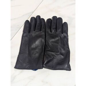 Blue Edge Women's Black Solid Polyester Lined Leather Gloves Size XL